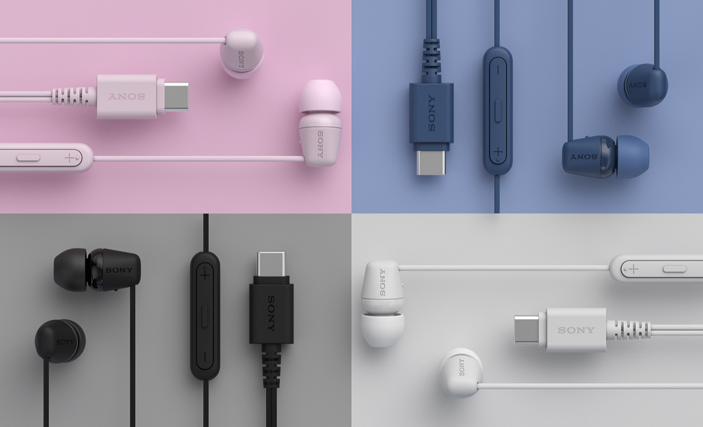 Słuchawki douszne Sony IER-EX15C, niebieskie, różowe, białe, czarne