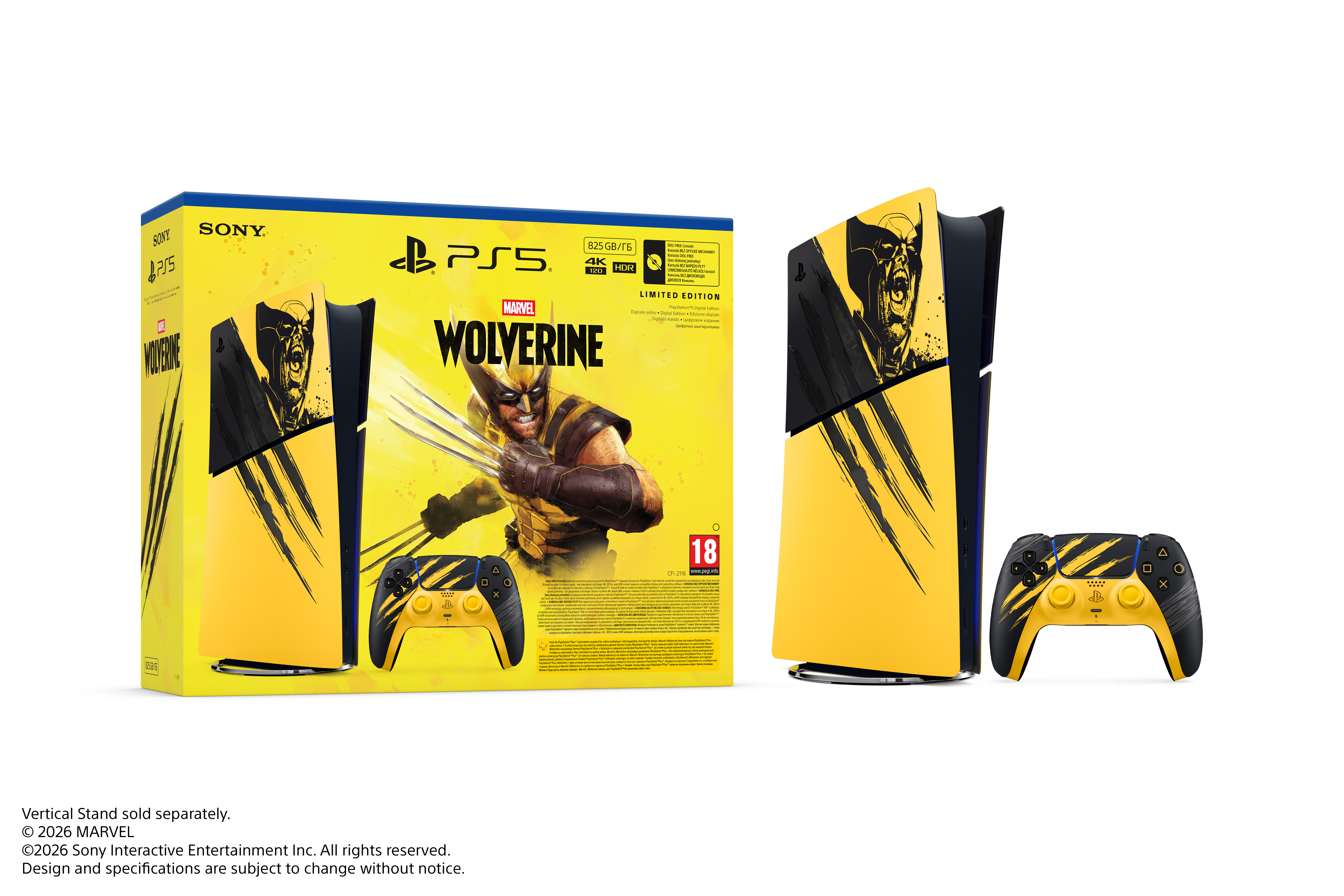 Opakowanie zestawu PS5 Digital Edition Marvel's Wolverine Battle Yellow