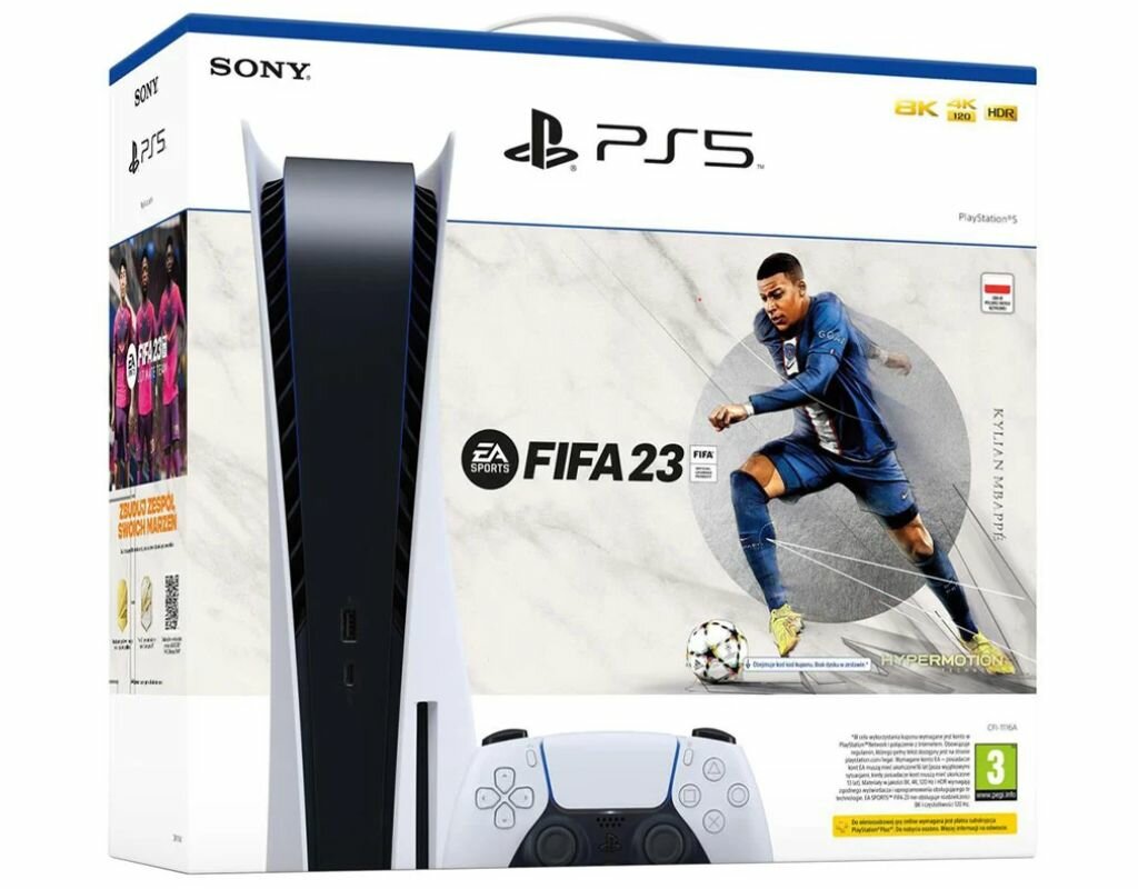 Konsola Sony PlayStation 5 (PS5) - model z napędem Blu-ray + FIFA 23
